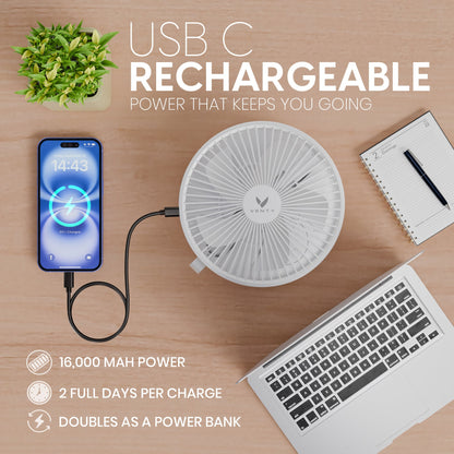 White fan on desk