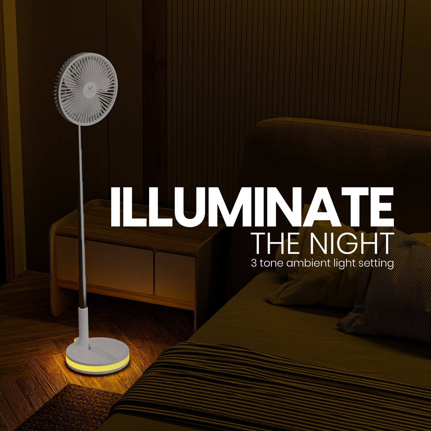 White fan with remote