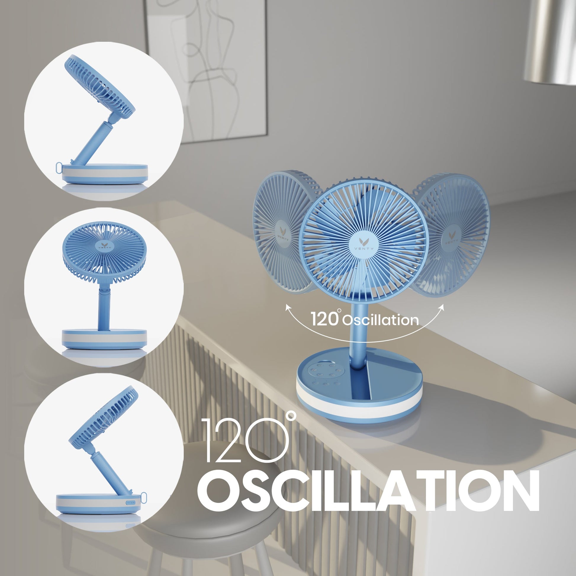 Blue fan folded