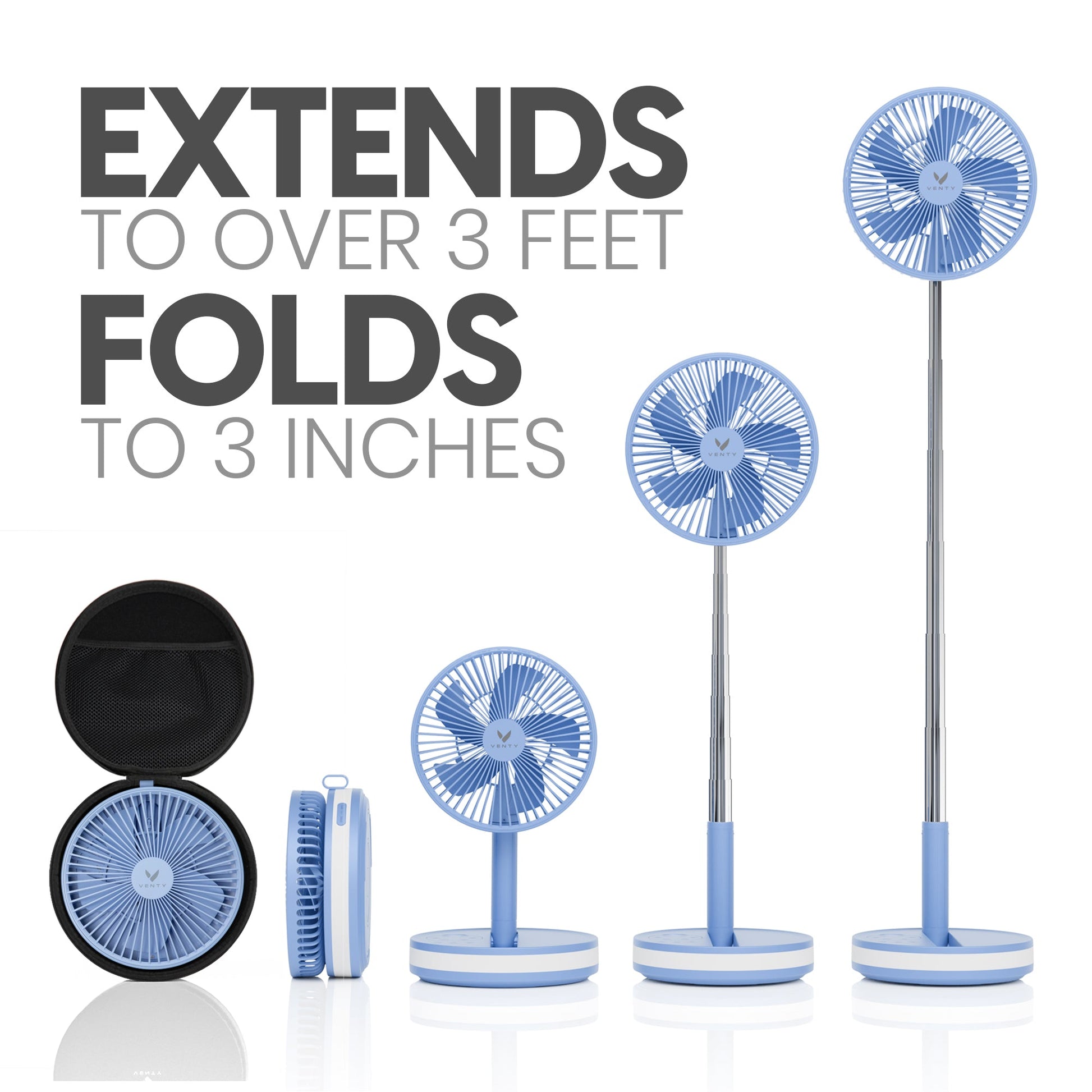 Blue fan with remote