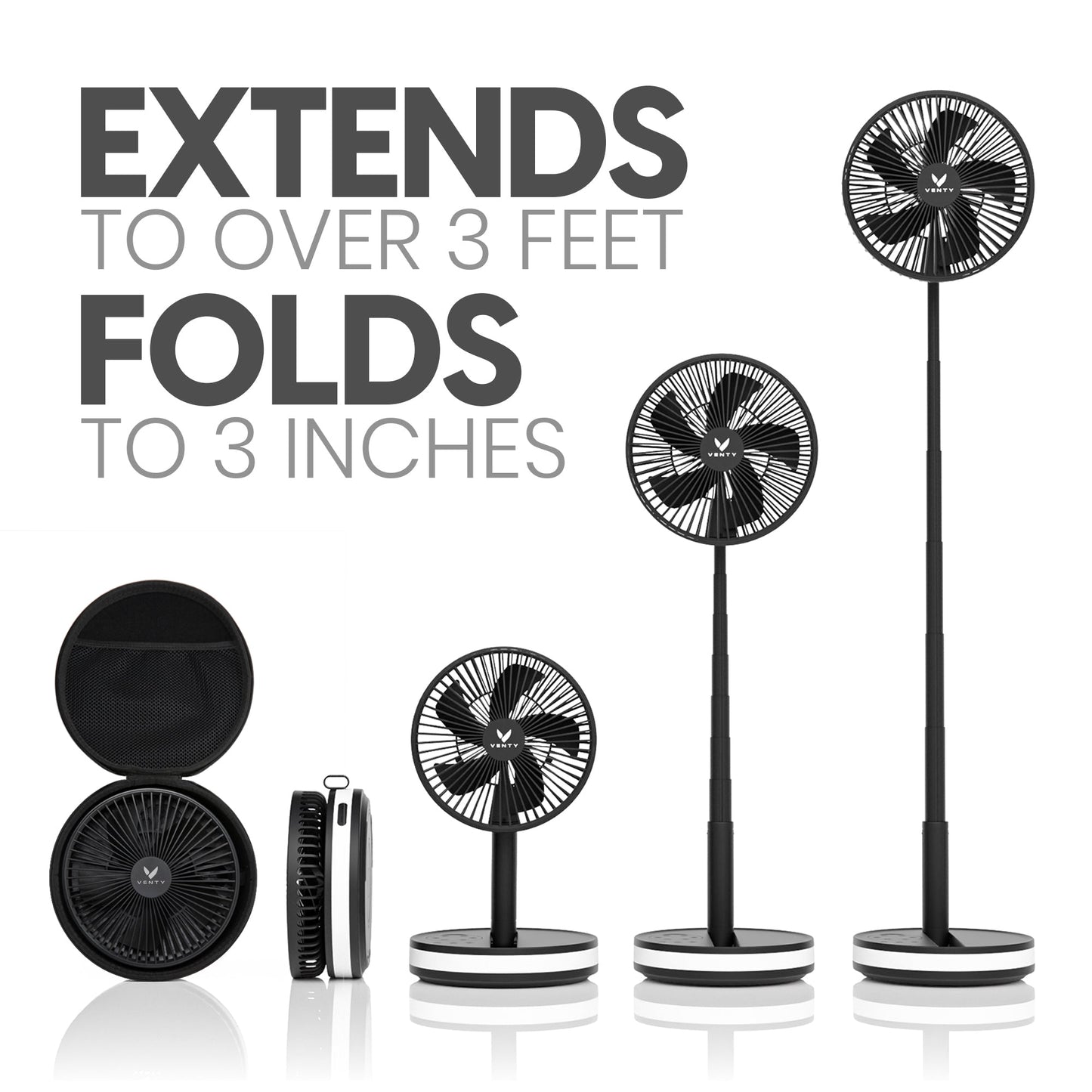 Black fan folded compact