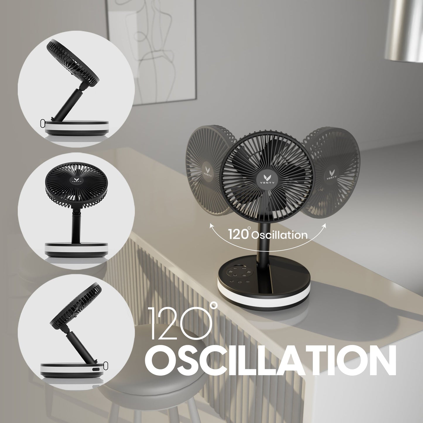 Black fan LED base light