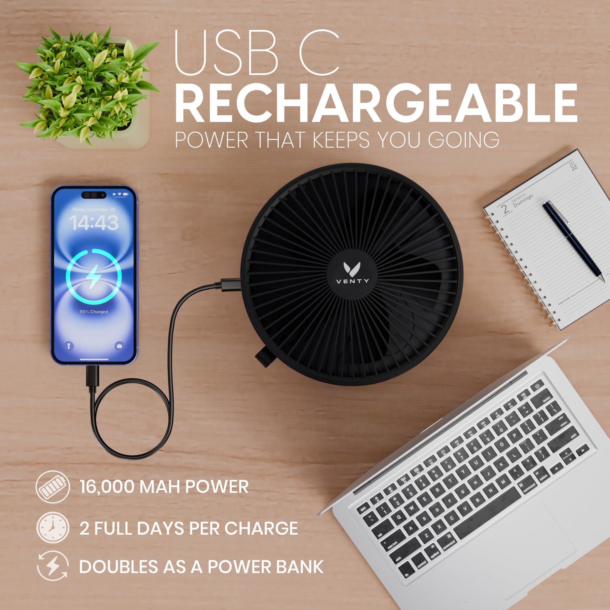 Black fan with remote