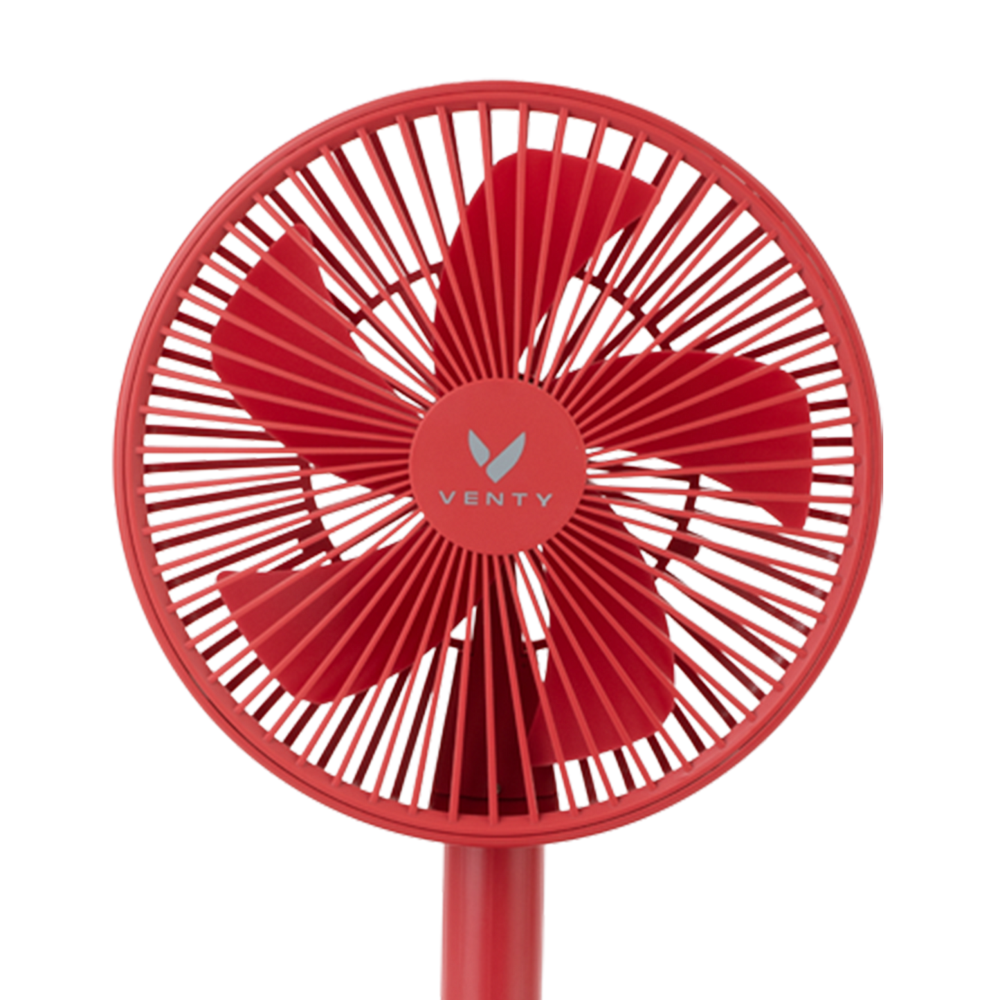 Red portable fan, front view