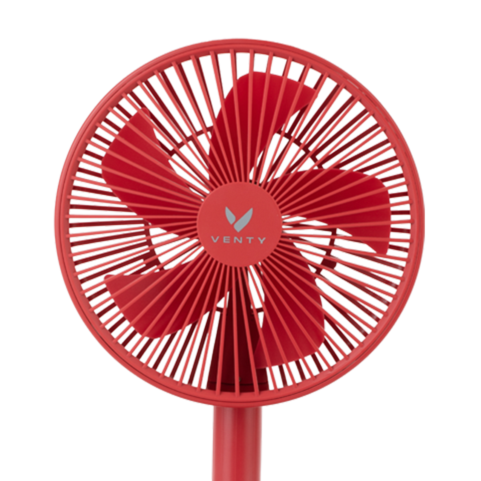 Red portable fan, front view