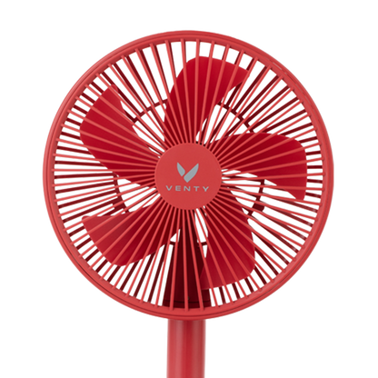 Red portable fan, front view