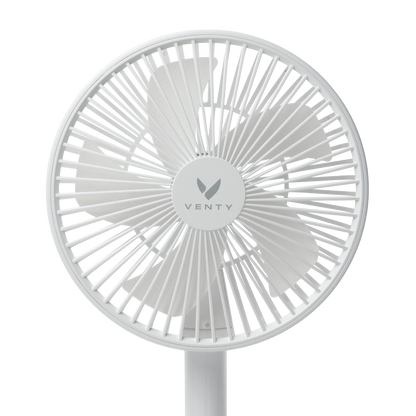 White portable fan, front view